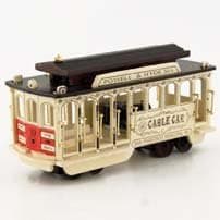 San Francisco Cable Car 7 inch Natural Brown Top Musical With Copyrighted Exclusive Paul Herbert Poem
