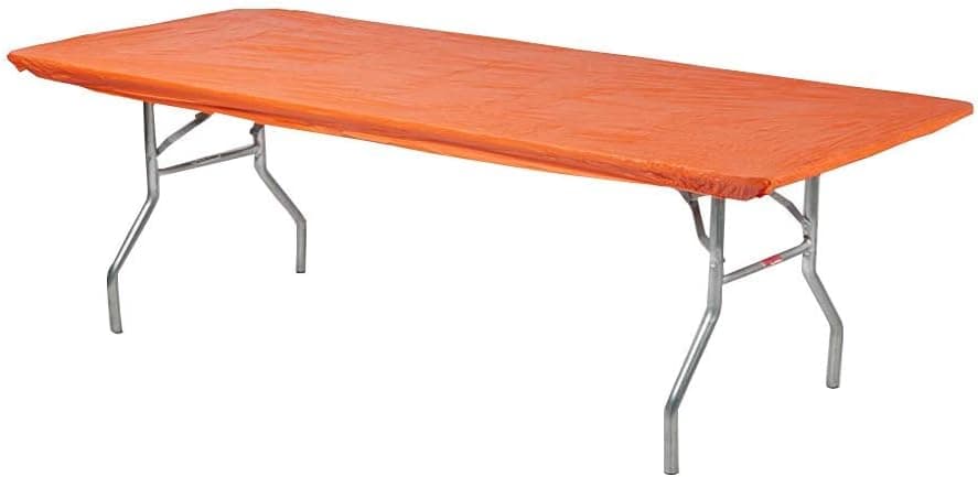 Kwik Covers 8' Rectangle Plastic Table Covers 30" x 96", Bundle of 5 (Orange)