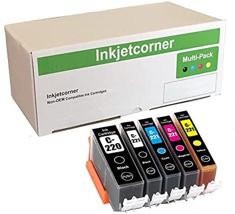 Inkjetcorner Compatible Ink Cartridges Replacement for PGI-220 CLI-221 for use with MP620 MP560 MX860 MX870 iP4600 iP4700 (5 Pack)
