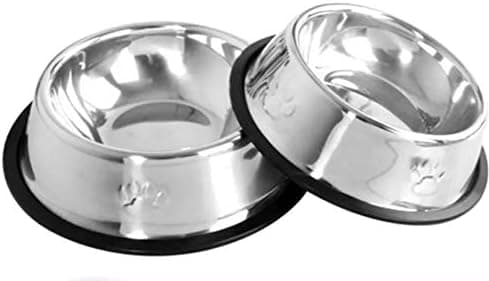 Liq2o Pet Food & Water Bowls-2 Pack Stainless Steel-Feeding and Watering Dishes-Skid and Spill Resistant-Suitable for Cats & Smaller Dogs