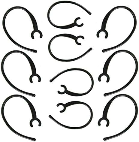 10-Pack Replacement Clamp Bluetooth Ear Hook Loop Clip Replacement - Set Of 5 Black SMALL Clamps + 5 Pack Black Large Clamps Shape Clear…