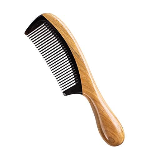 Liasun Handmade Fine Tooth Hair Comb – Anti Static 100% Natural Green Sandalwood Buffalo Horn Comb Detangling Comb for Women,Men,Thick,Fi…