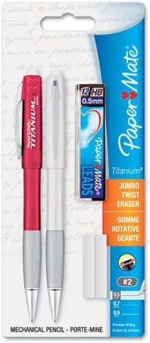 Paper Mate Titanium Mechanical Pencil, 0.5 mm, Black, 2 per Set