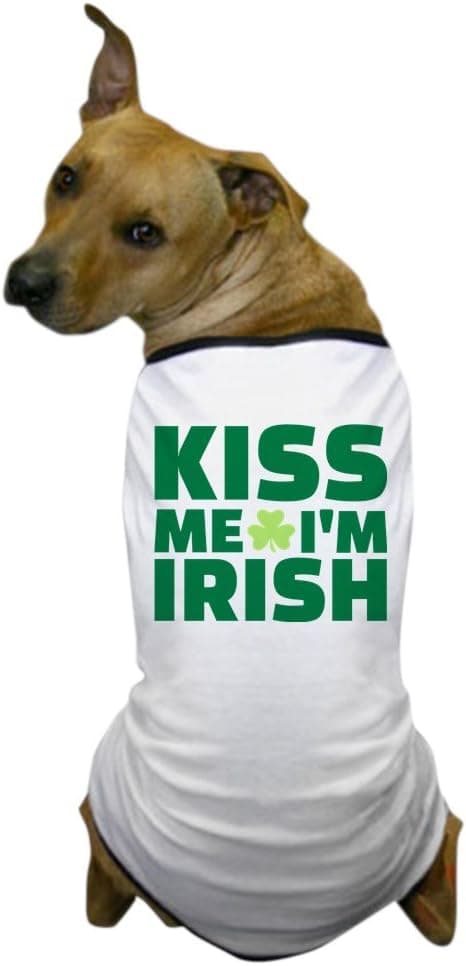 CafePress Kiss Me I'm Irish Shamrock Dog T Shirt Dog T-Shirt, Pet Clothing, Funny Dog Costume
