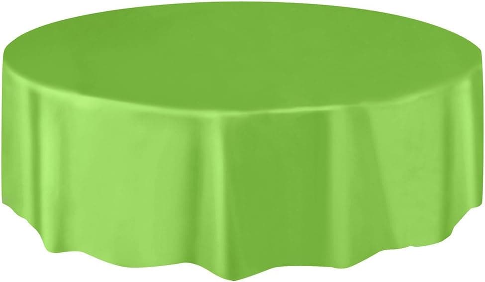 Round Plastic Tablecloth, 84", Lime Green