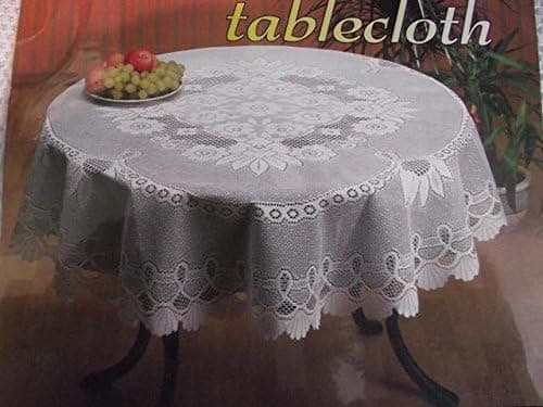 Tapestry Trading 558W90 90 in. European Lace Table Cloth, White