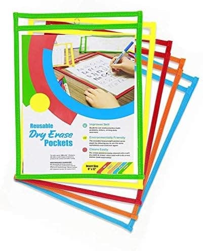 Dry Erase Pockets Sheet Protectors Reusable Plastic Sleeves Environment Friendly Great for Teacher, School, Classroom, Office or Home (Pa…