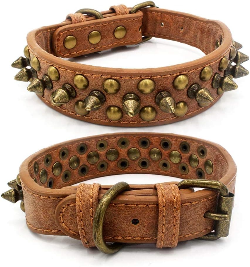 Jxinrong Mushrooms Spiked Rivet Studded Adjustable Pu Leather Pet Collars for Cats Puppy Dogs