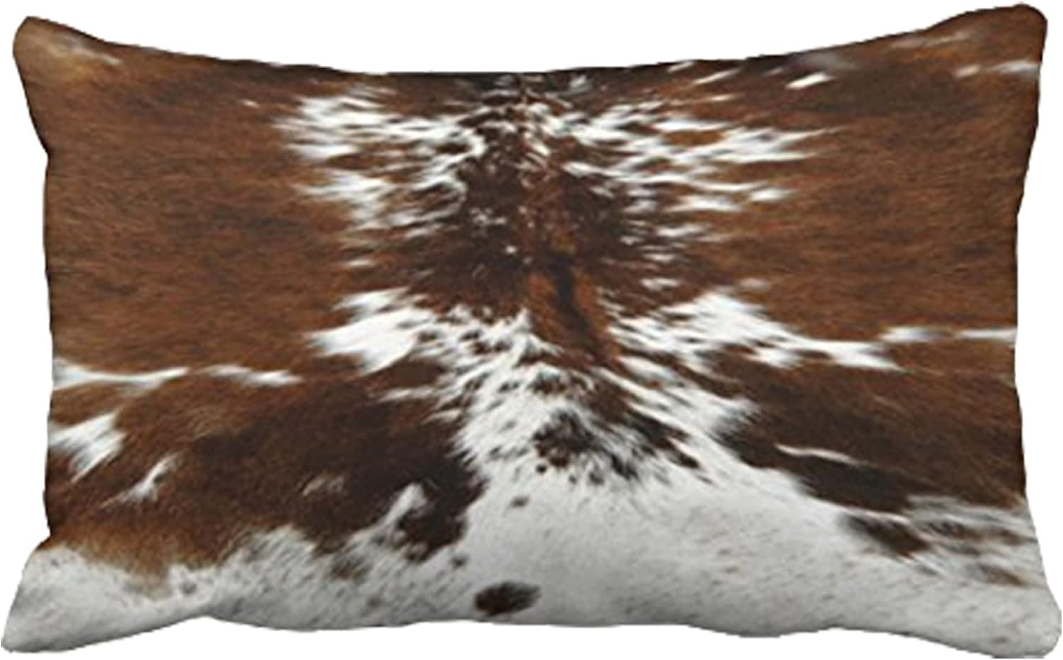 Leaveland Throw Pillowcase 12 x 20 Tri Color Brown Cowhide Print Throw Pillow Cover
