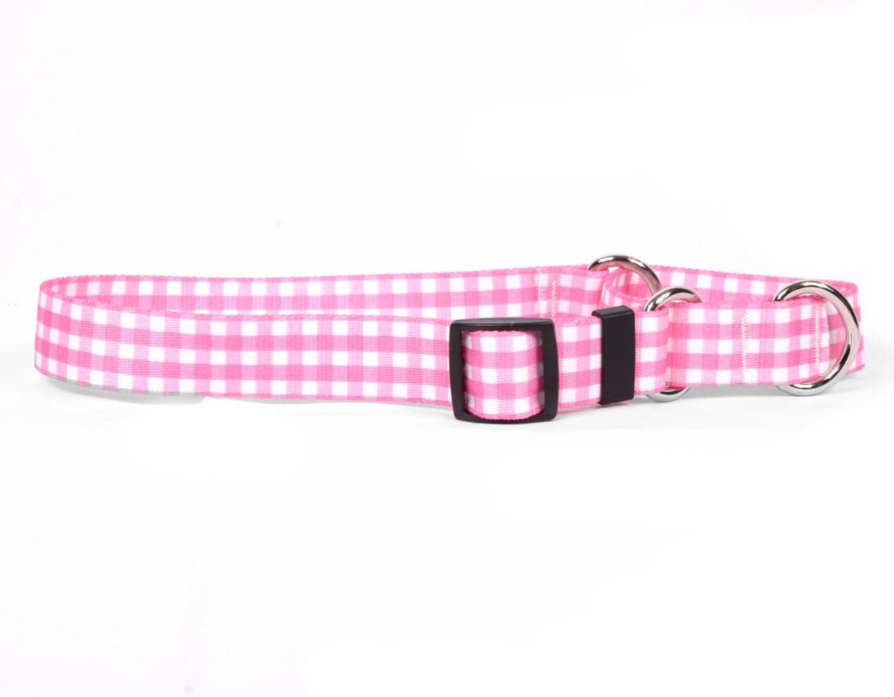 Yellow Dog Design Gingham Pink Martingale Dog Collar Fits Neck 9 to 12", X-Small/3/4
