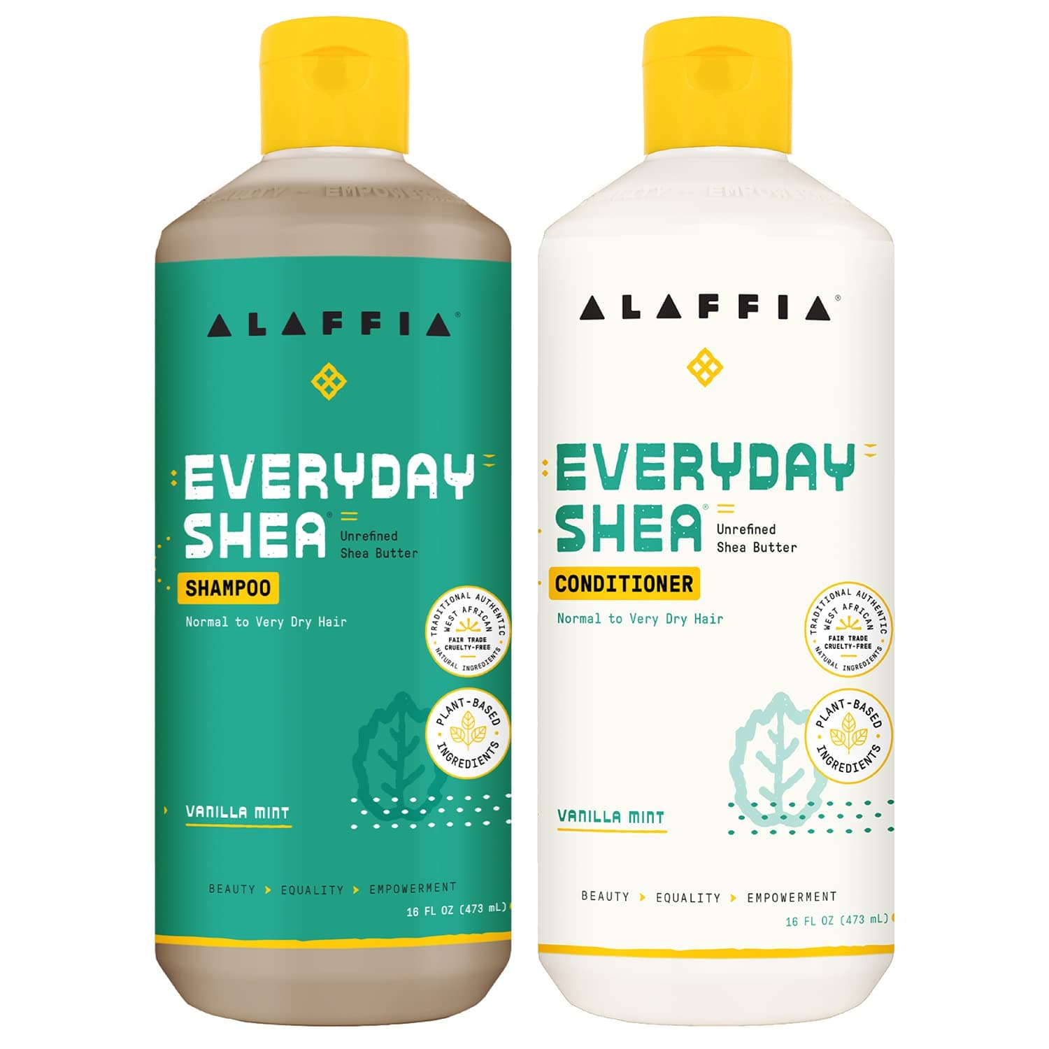 Alaffia EveryDay Shea Shampoo and Conditioner - For Normal to Very Dry Hair, Gently Cleanses, Moisturizes, Restores & Protects with Fair…