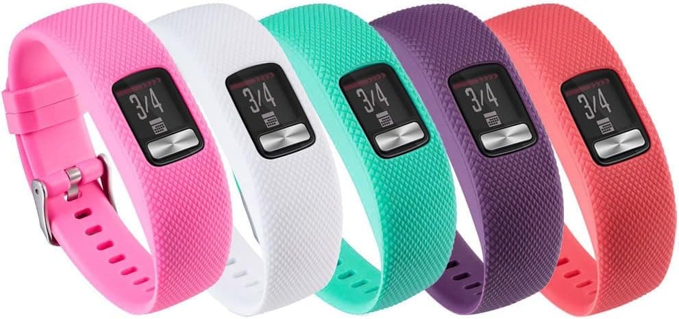 QGHXO Band for Garmin Vivofit 4, Soft Silicone Replacement Watch Band Strap for Garmin Vivofit 4 Activity Tracker, Small, Large, Ten Colo…