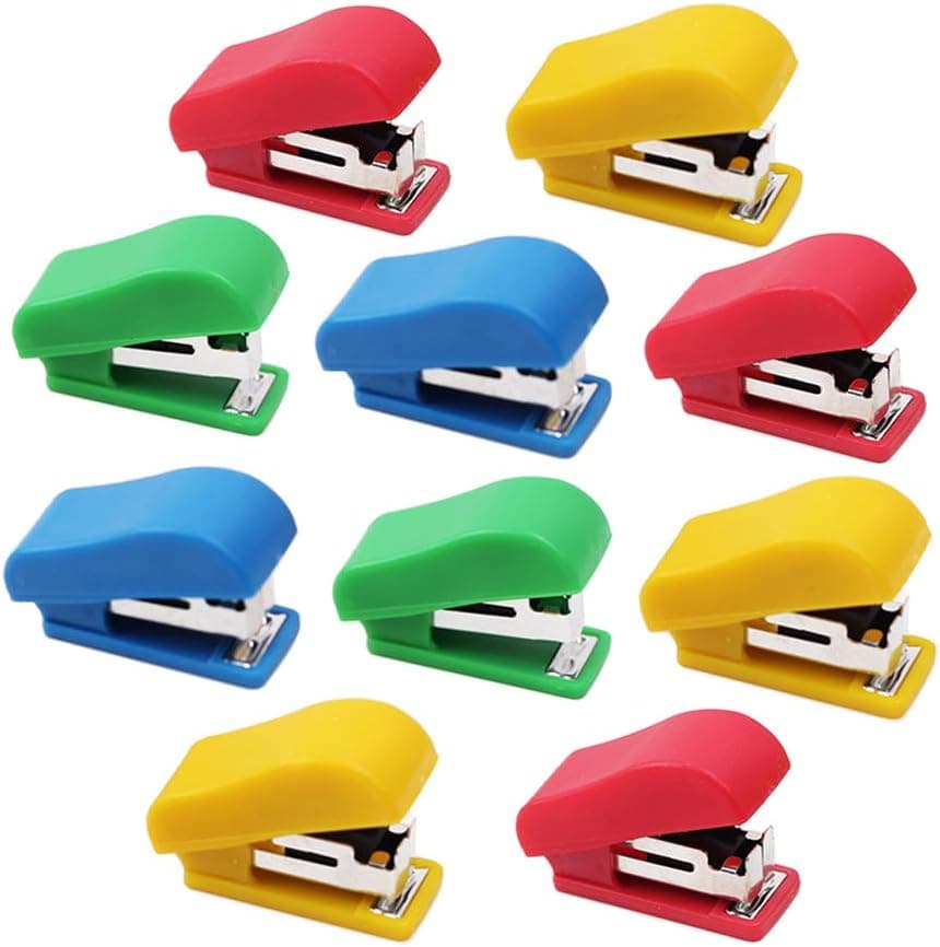 10 Set Mini Office Stapler with 10# Staples, Small Hand Stapler Portable Desktop Stapler Student Stapler
