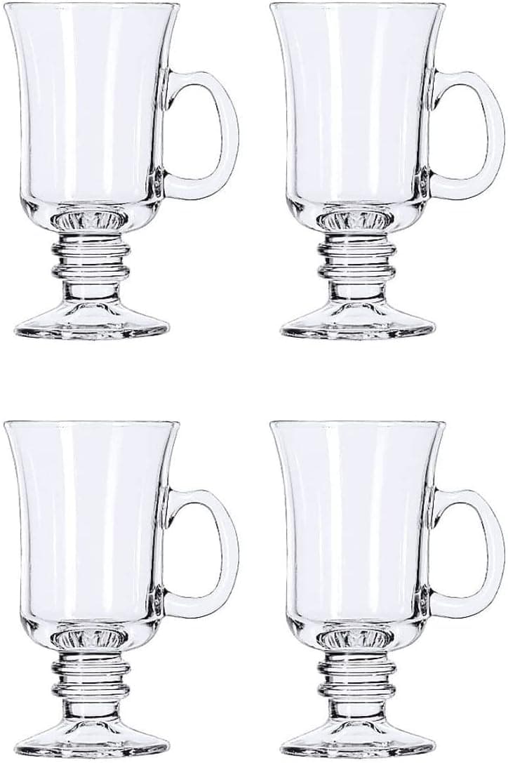 Set of 4 Irish Coffee Glass Mugs Footed 10.5 oz.Thick Wall Glass For Coffee, tea, Cappuccinos, Mulled Ciders,Hot Chocolates, Ice cream an…