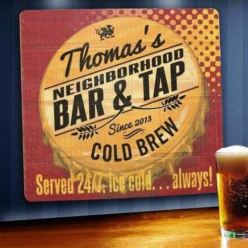 Personalized Served 24/7 Wood Tavern & Bar Sign