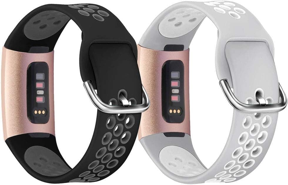 SOONORY 2-Pack Sport Bands Compatible with Fitbit Charge 4 Bands, Large Small Man Woman Silicone Breathable Strap Replacement Wristbands…