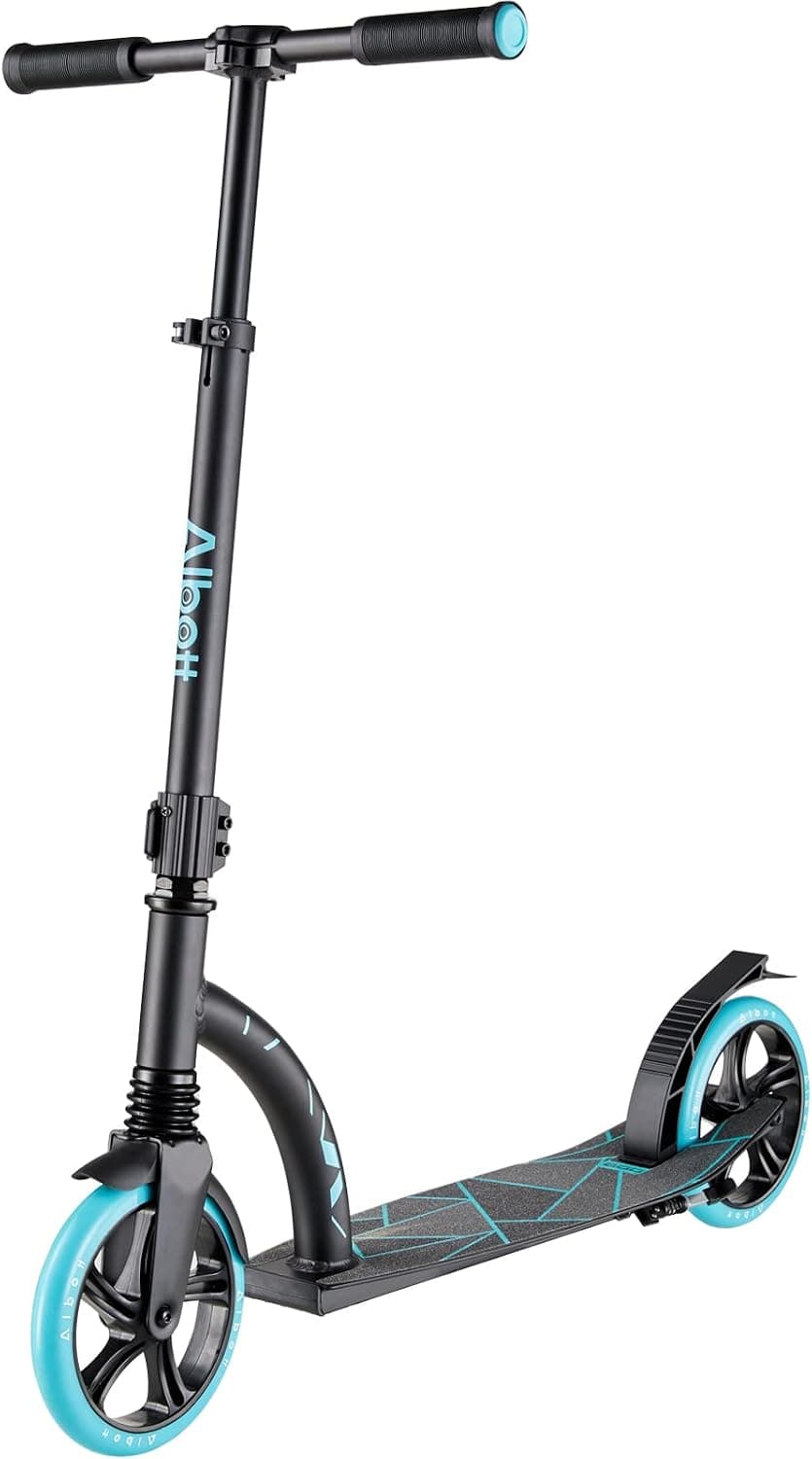 Albott Scooter for Adults Wide Handlebar&Large Aluminum Deck Kick Scooter with Adjustable Height, Big Wheel w/ABEC-9 Wheel Bearings for T…