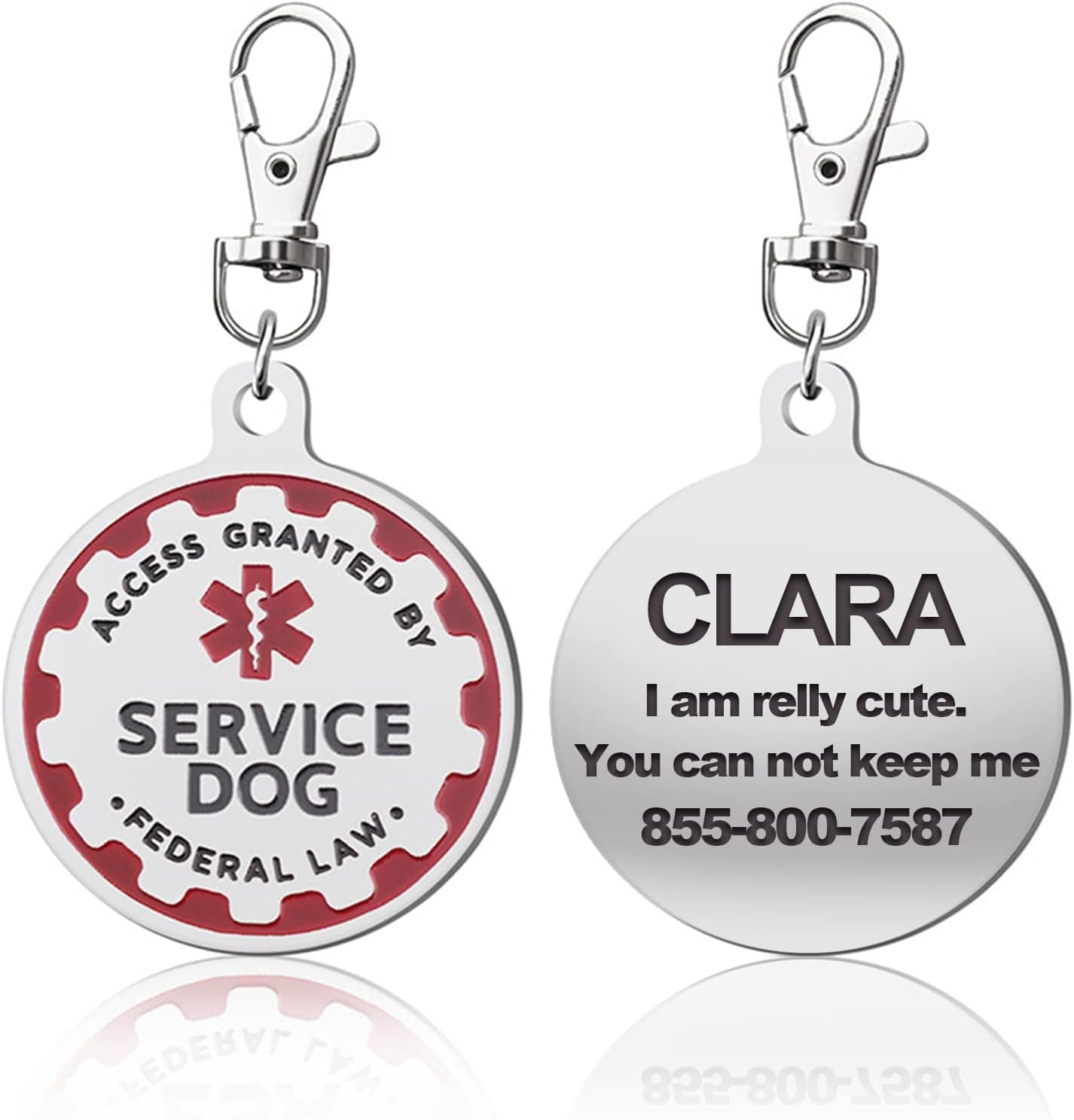 Engraved Service Dog ID Custom Service Dog Vest Accessories Personalized Service Dog Tag with Text of Custom Engraved On Stainless Steel…