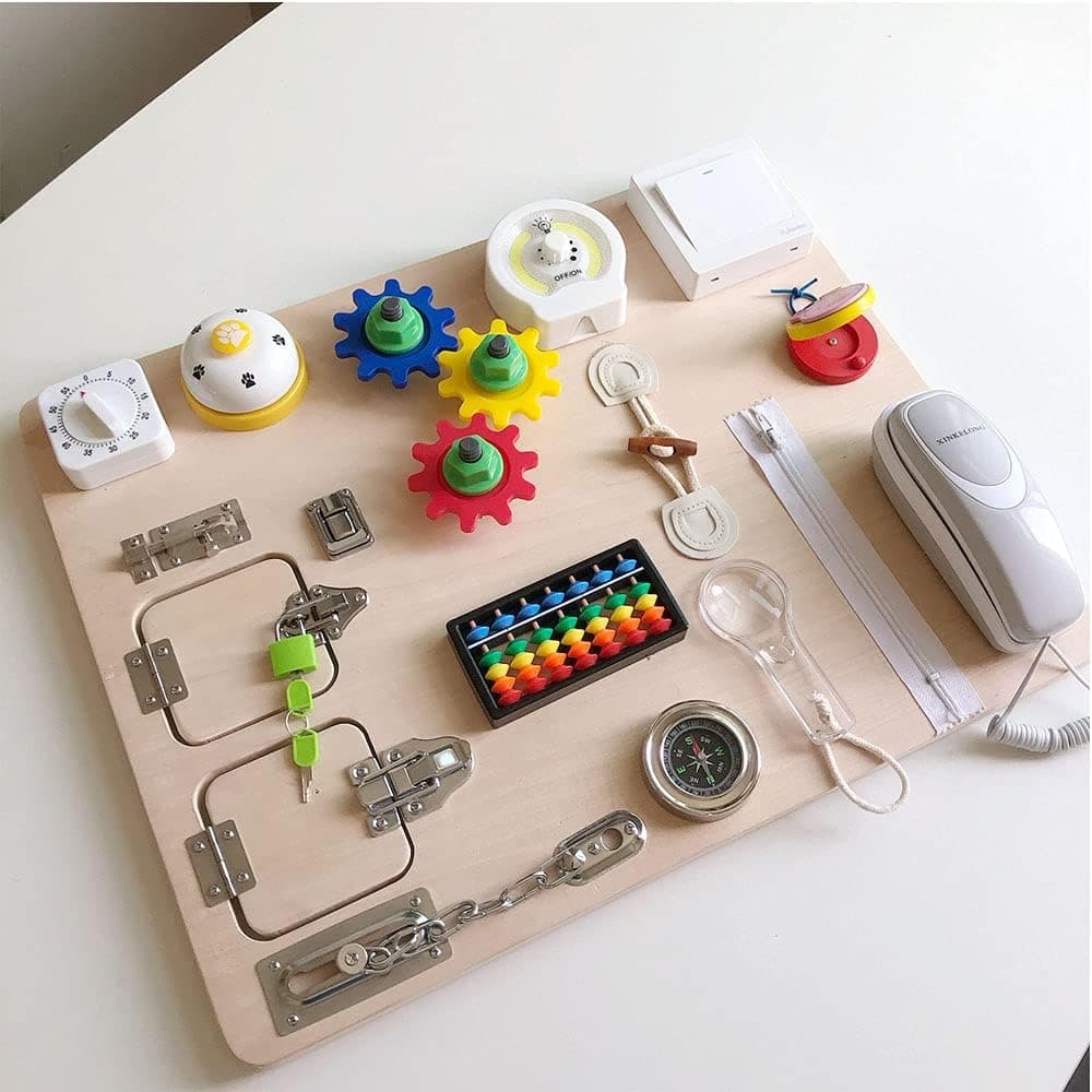 Toys for 1 2 3 4 Year Old Boy Girls, Busy Board for Toddler Baby Toys Basic Life Skills and Fine Motor Activity for Sensory Toys, Christm…