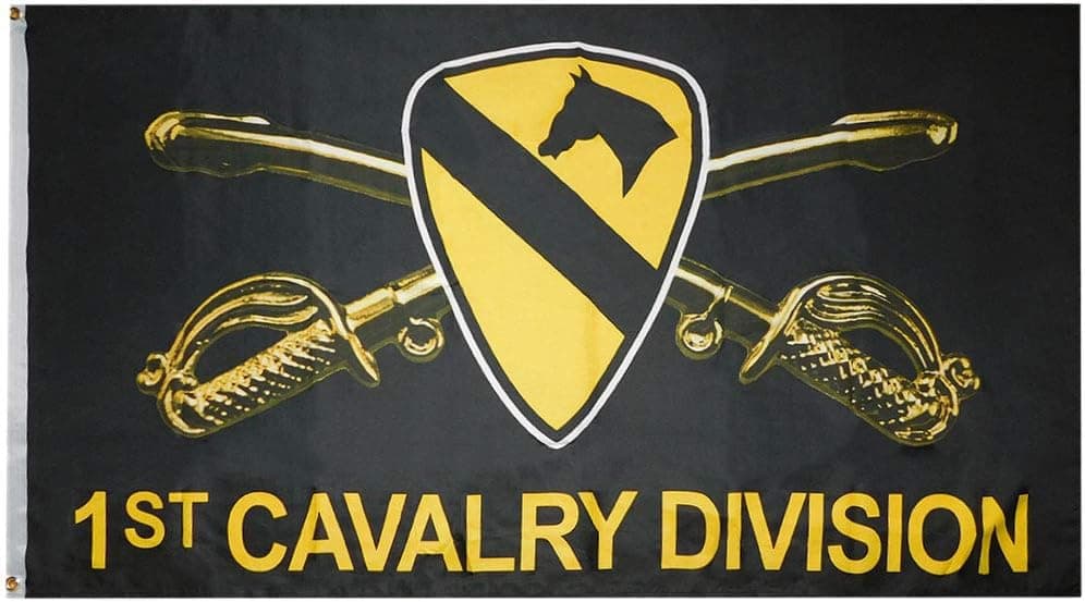 Trade Winds 1st Cavalry Division with Swords Black Premium Quality Heavy Duty Fade Resistant 100D Polyester Flag 3x5 3'x5' Banner Grommets