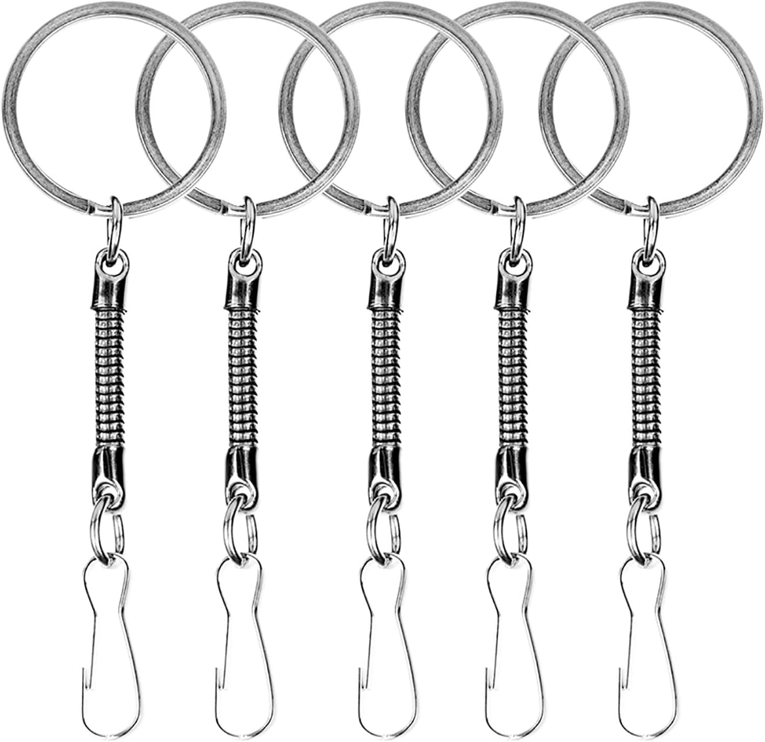 ENUODA 5PCS Split Key Chain Rings for USB Flash Drives, Keys, ID Name Tag Badge Holders and other Portable Items (5 Pack)