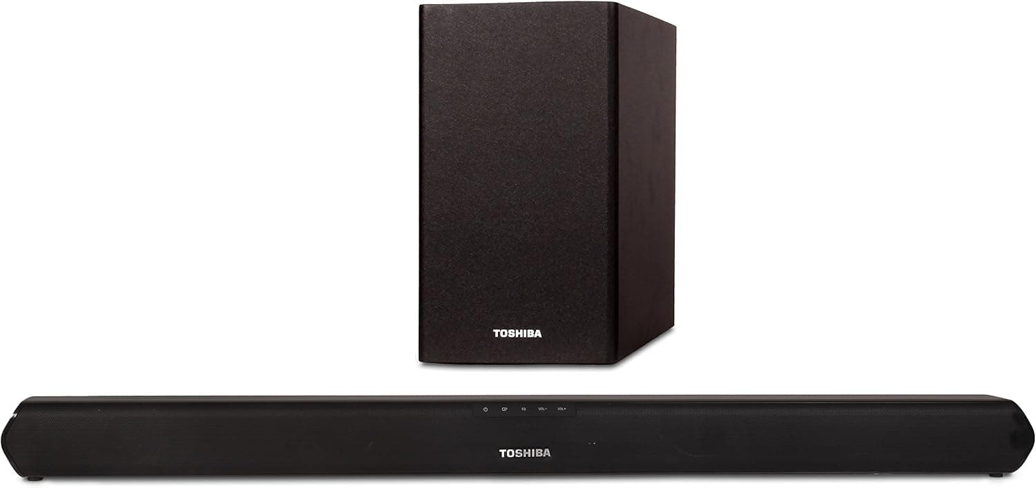 Toshiba TY-WSB600 2.1 Channel Bluetooth Soundbar TV Speaker: Sound Bar with Wireless Subwoofer, HDMI Arc with CEC, Optical, Coaxial, Aux…