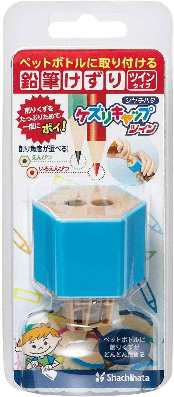 Midori Shachihata Twin Pencil Sharpener Kezuri Cap, Blue (ZKC-W1/H)