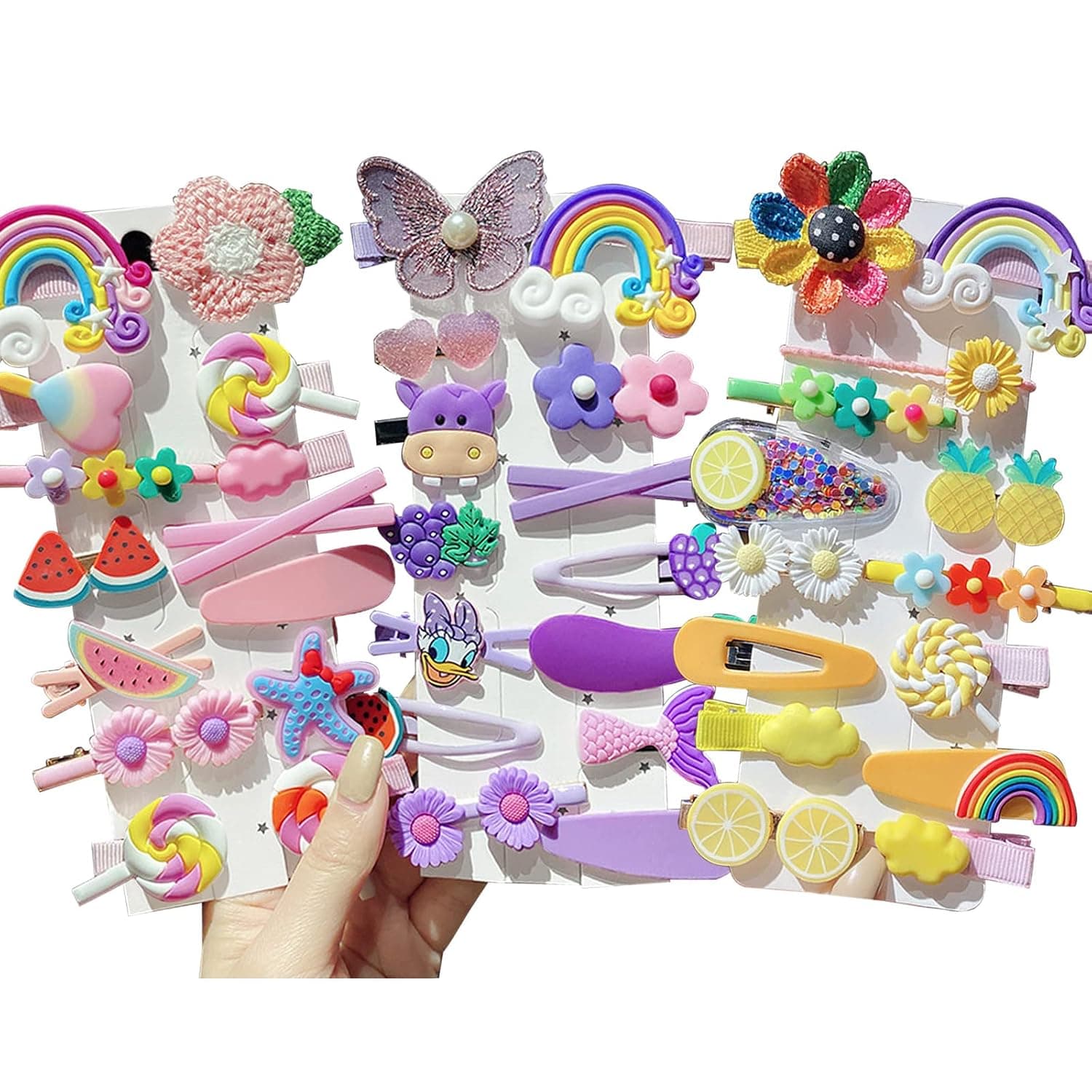 42 PCS Candy-colored Baby Hair Clips Rainbow Flower Fruit Dessert Patterns Barrettes Cute Toddler Hairpin Hair Accessories for Girls Wome…