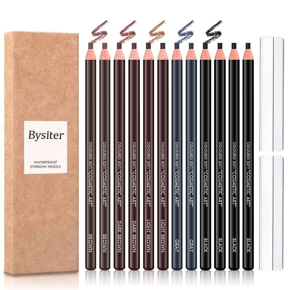 12 Pcs Waterproof Eyebrow Pencils Kit Permanent Eye Brow Tattoo Makeup Microblading Supplies Pen Eye Brow Liners Peel Off Brow Filler Pen…