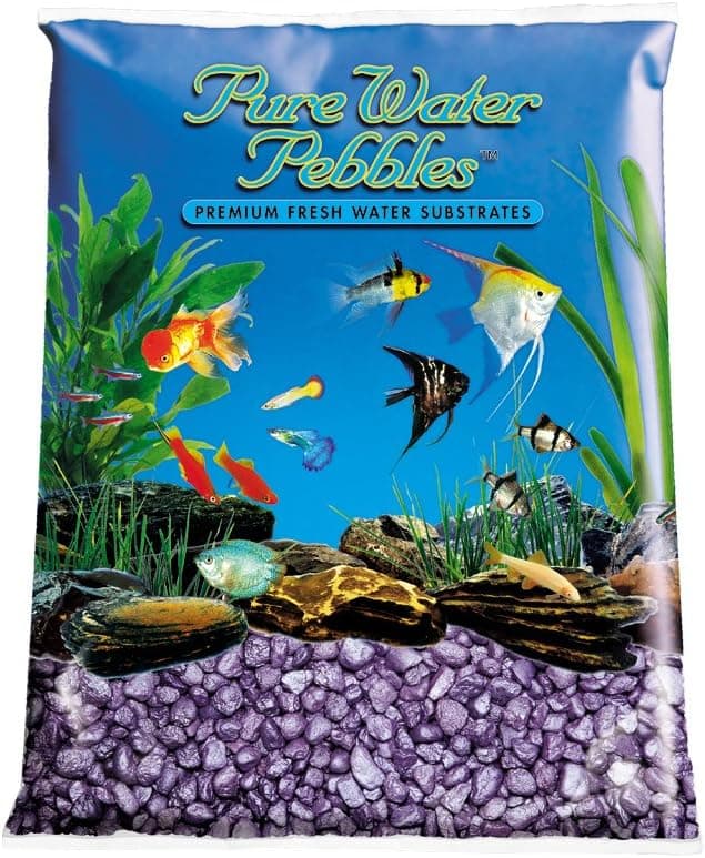 Pure Water Pebbles Aquarium Gravel, 25-Pound, Purple Frost