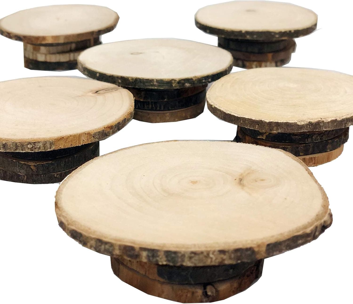 Set of 6 Mini Wooden Rustic country style Cupcake dessert stand dish