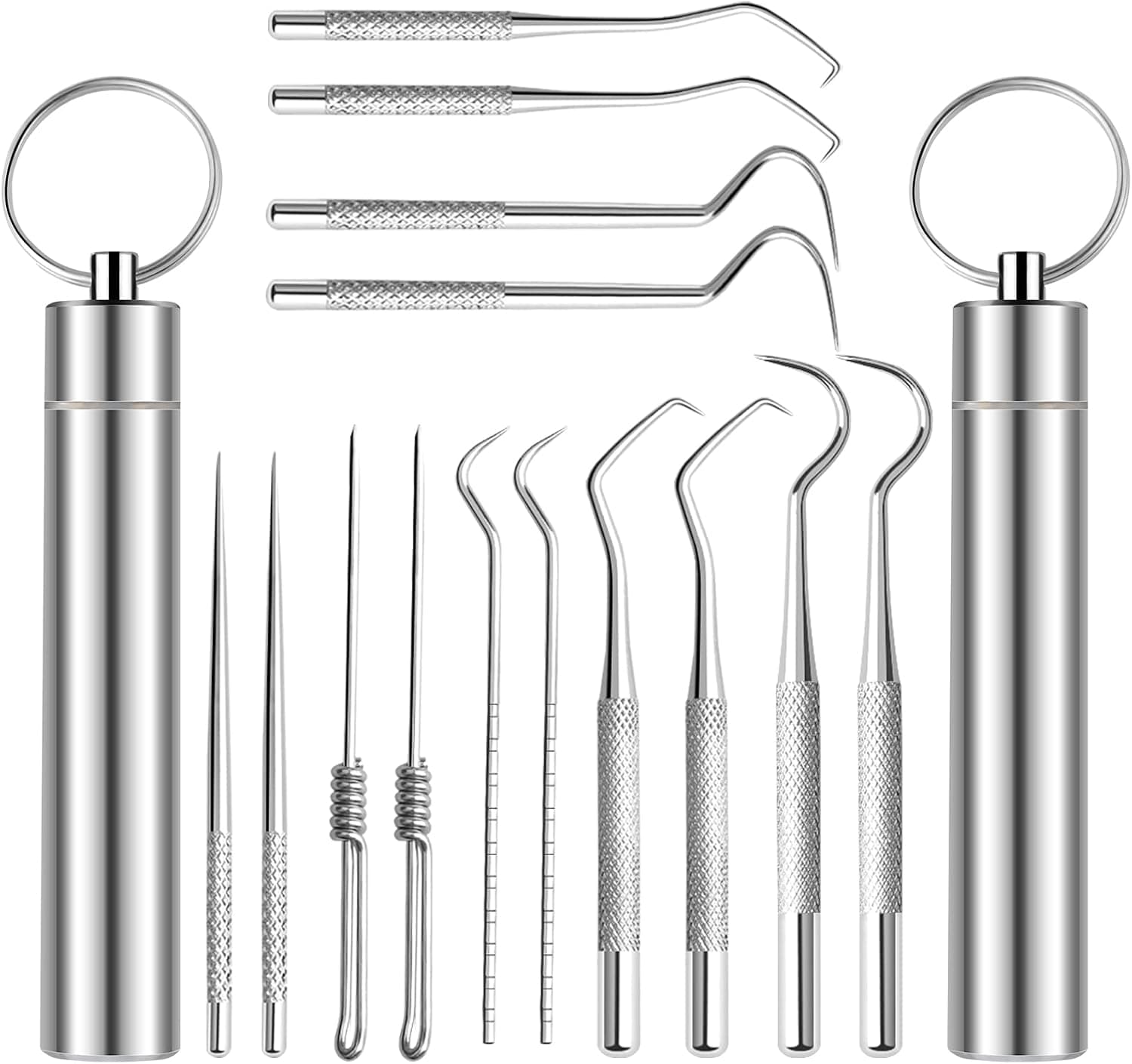 WSICSE 14Pcs Portable Stainless Steel Toothpicks Pocket Set, Reusable Metal Toothpicks for Outdoor Picnic Camping Traveling