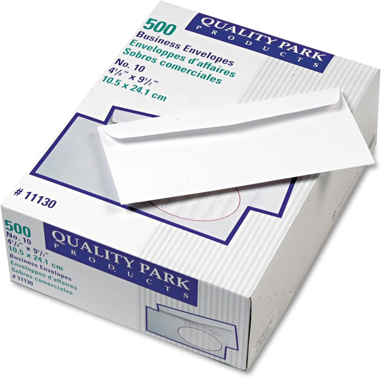 Quality Park 11130 Ridges Envelopes, 24 Lb,No 10, 4-1/8-Inch X9-1/2-Inch, 500/Bx, We