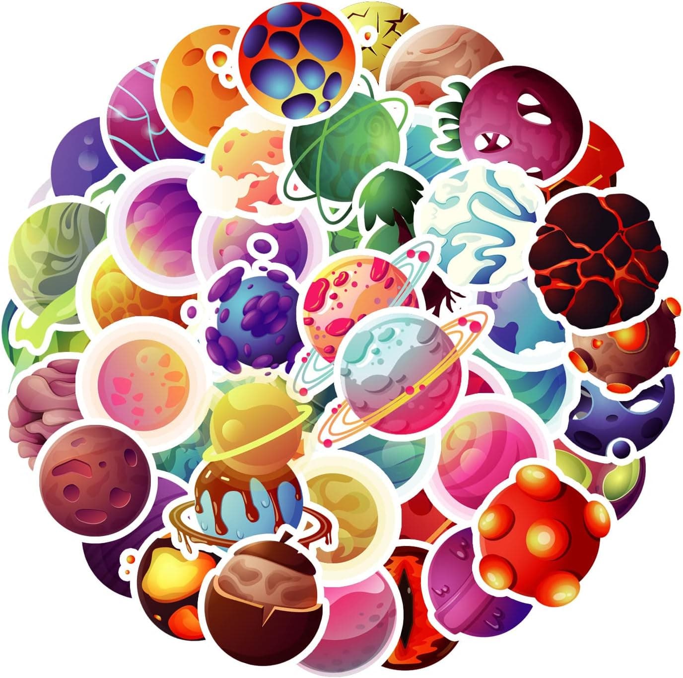 Outer Space Planets Stickers(50Pcs),Planetary Systems Waterproof Vinyl Water Bottle Stickers for Teens Girls Adults Kids,Laptop Car Cup C…
