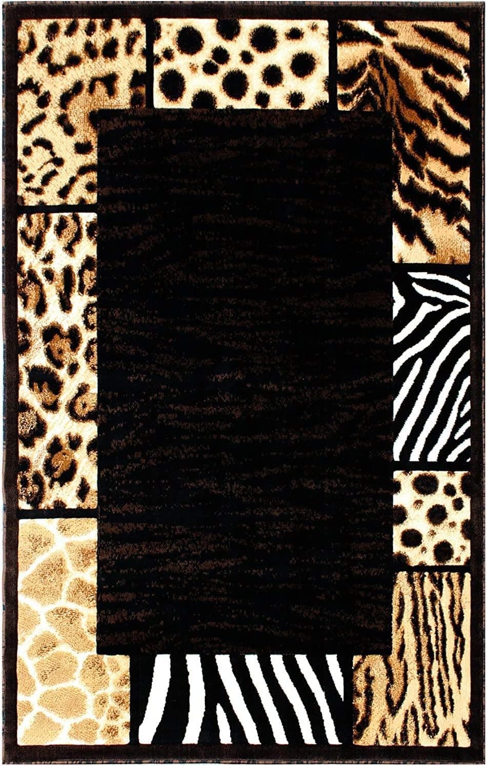 Animal Print Area Rug Design Skinz 73 Black (5 Feet X 7 Feet)