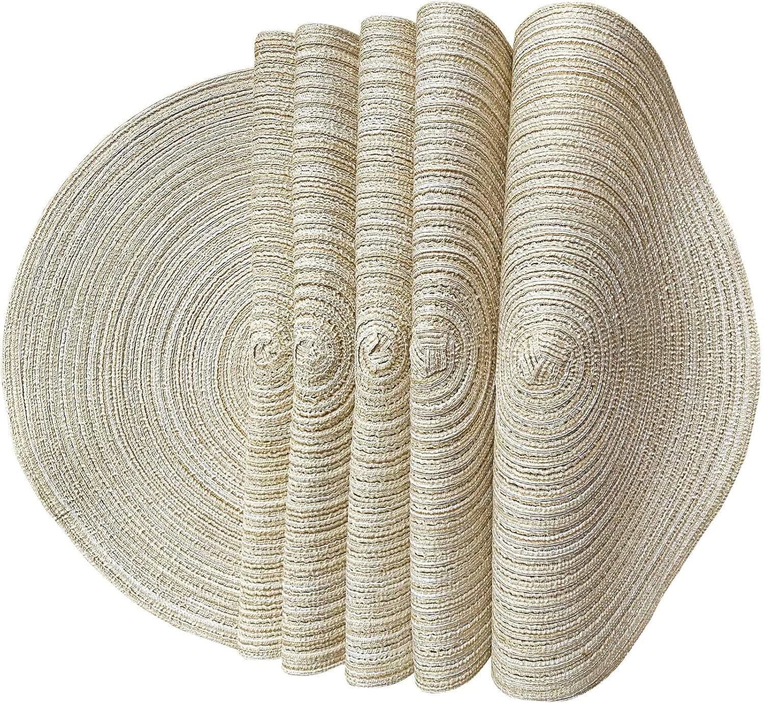 Round Placemats for Dining Table, 6-Piece High Temperature Resistant Non-Slip Kitchen Counter mat, 14 Inches in Diameter for Barbecue, Ch…