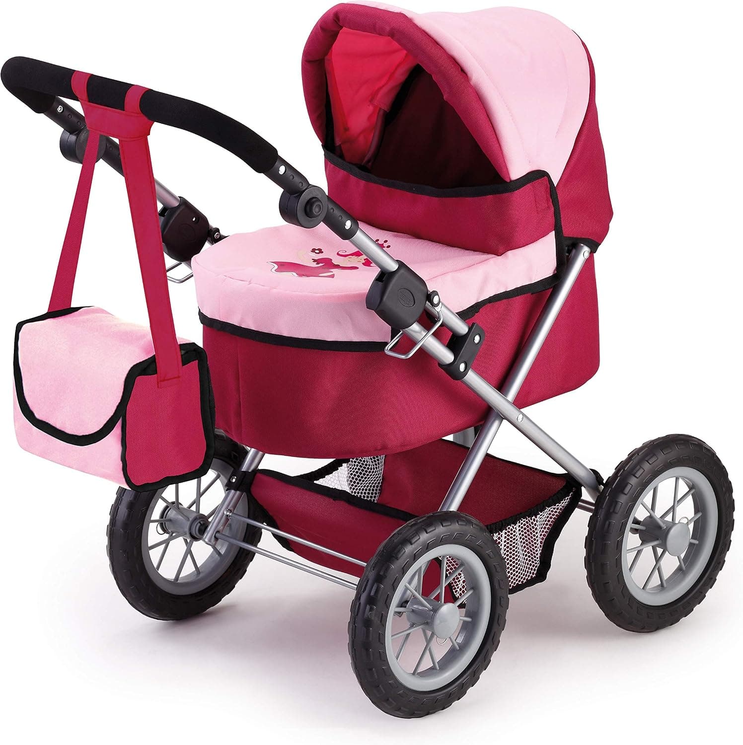 Bayer Design Baby Doll Trendy Pram - Bordeaux, Red and Pink